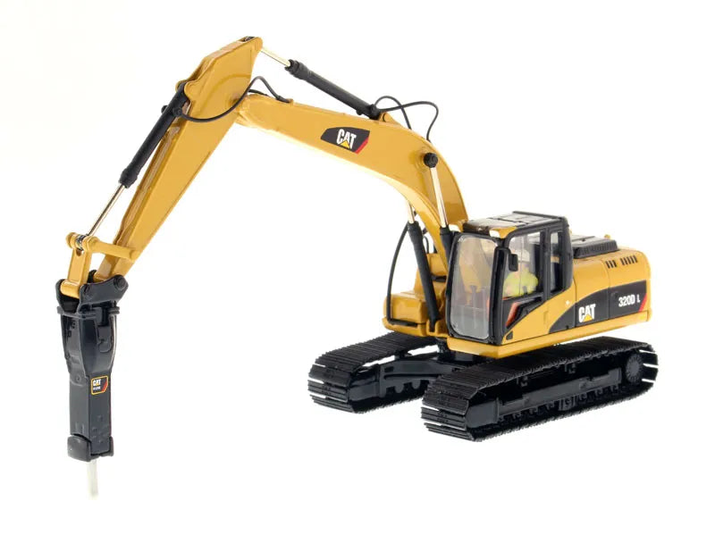 Miniatura Colecionável - Escavadeira Hidráulica com Martelo CAT 320D - Escala 1:50