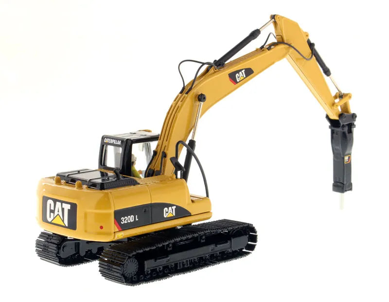 Miniatura Colecionável - Escavadeira Hidráulica com Martelo CAT 320D - Escala 1:50
