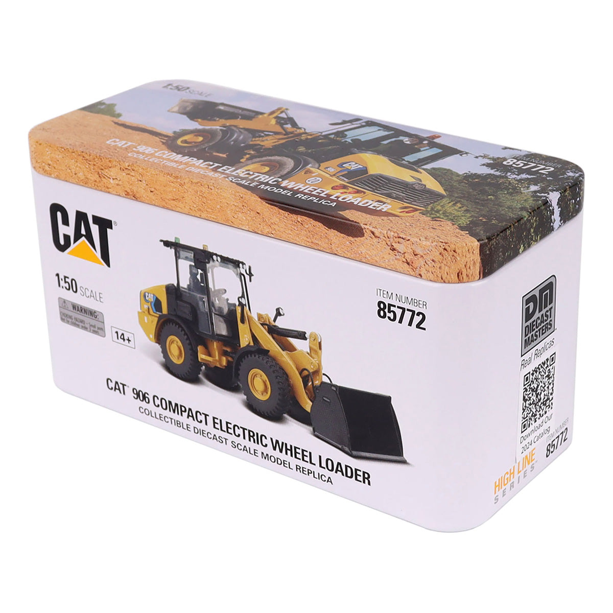 Miniatura Colecionável - Carregadeira de rodas compacta elétrica CAT 906 - Escala 1:50